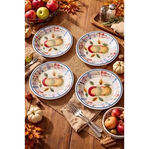 Royal Norfolk RNF60 Apple Dinner Plates 10.5" Set of 4 Country Farmhouse Plaid